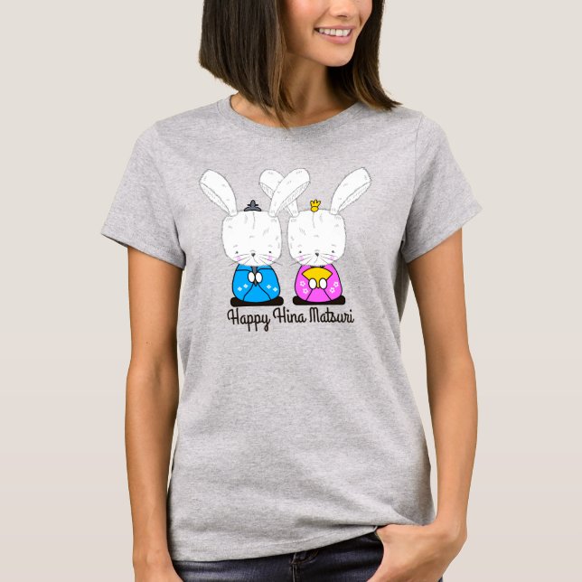Hinamatsuri Siamese White Bunnies Hina Ningyo T-Shirt (Vorderseite)