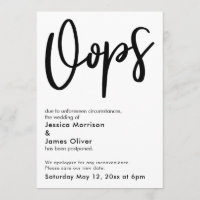 Hinausgezögerte Hochzeit "Oops" humorvolle Ankündi