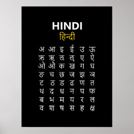 Hindi Alphabet अ–क्ष Devanagari-Schrift Poster