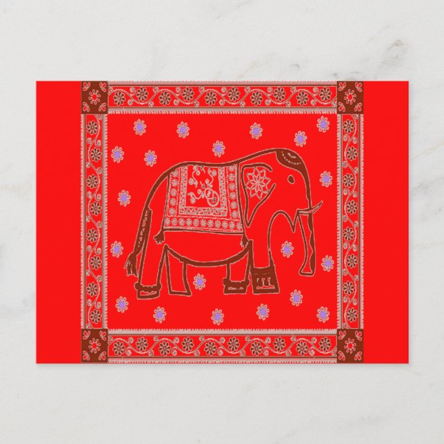 Hindi Art Elephant Postkarte (Vorderseite)