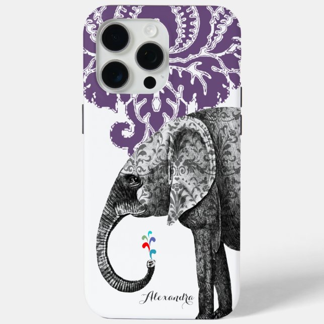 Hindi Floral Muster Elephant Damask Case-Mate iPhone Hülle (Rückseite)