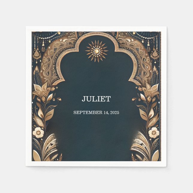 Hindi Henna Mehndi Indian Style Brautparty Serviette (Vorderseite)