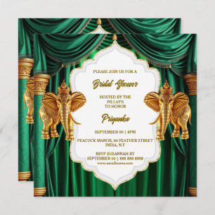 Hindi Hindu Smaragdgrün goldene indianische Elefan Feiertagskarte