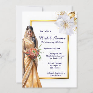 Hindi Mehndi indische Braut grünes Gold, weißes Br Einladung