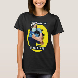 Hindi Proud Frontline Worker Rosie Riveter Nurse D T-Shirt