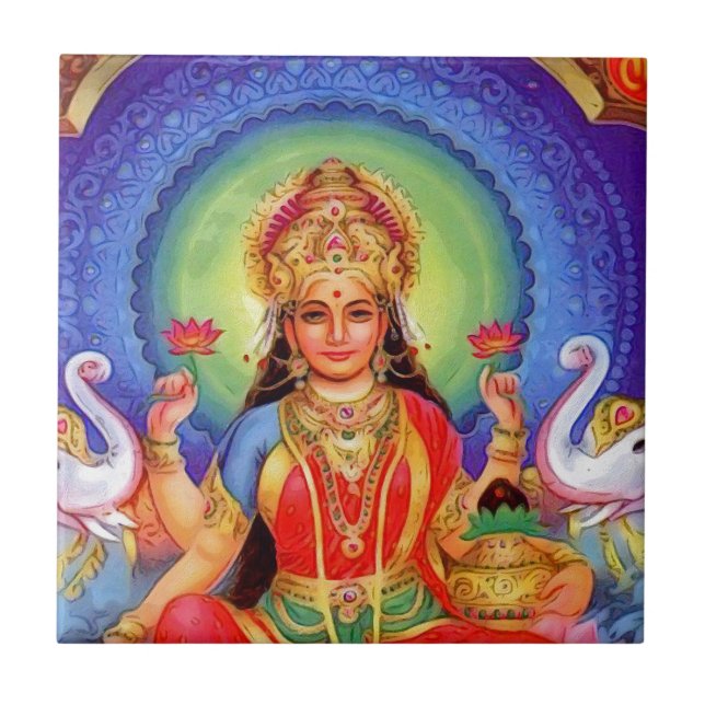 Hindische Göttin Lakshmi Maa Fliese (Vorderseite)