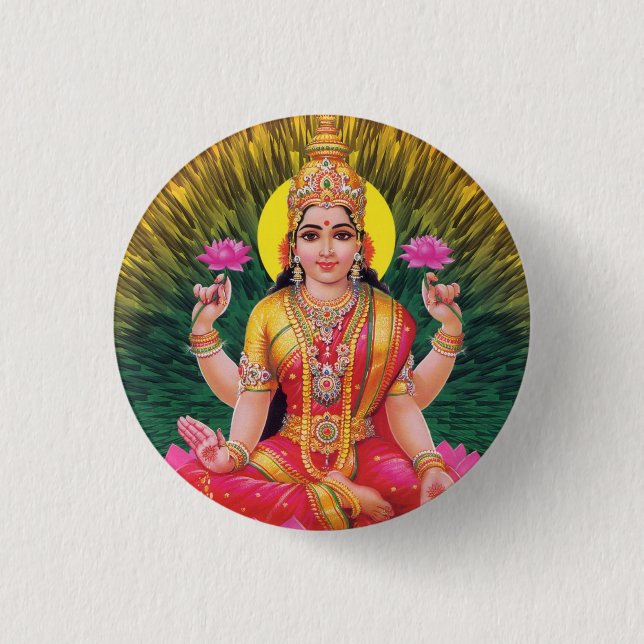 Hindische Göttin Saraswati Button (Vorderseite)