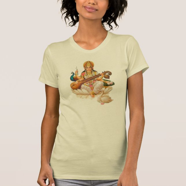 Hindische Göttin Saraswati, T-Shirt (Vorderseite)