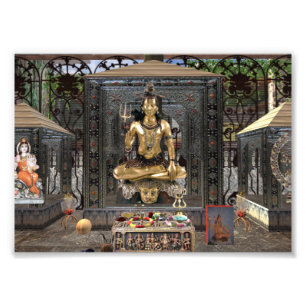 Hindischer Tempel 7" Lord-Shiva x 5" Fotodruck