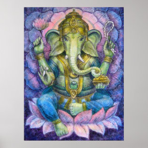 Hindisches Kunst-Plakat Lotuss Ganesha Poster