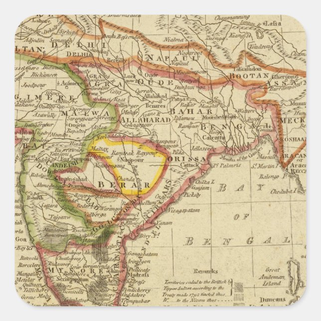 Hindoostan oder Indien Quadratischer Aufkleber (Vorderseite)