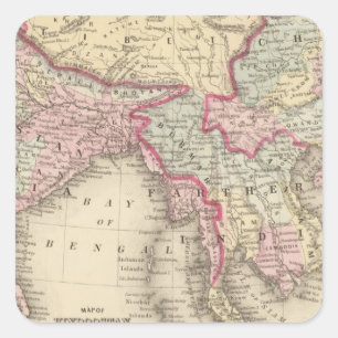 Hindoostan, weiteres Indien, China, Tibet 2 Quadratischer Aufkleber