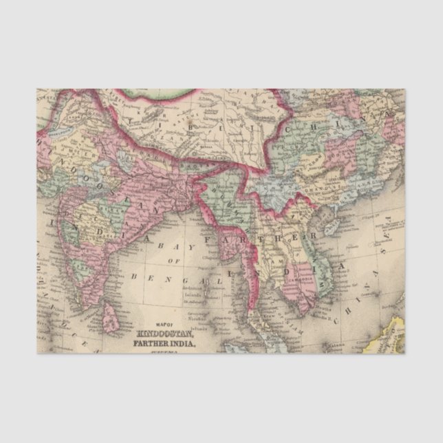Hindoostan, weiteres Indien, China, Tibet Seidenpapier (Vorderseite)