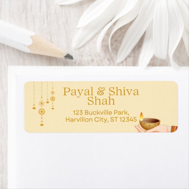 Hindu Diya Diwali Rücksendeadressen-Aufklebers (Insitu)