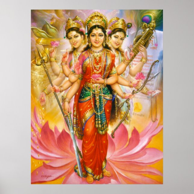 Hindu Drei Goddesses große Leinwand drucken Poster (Vorne)