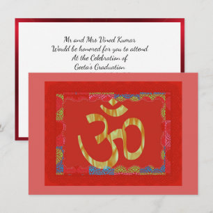 Hindu-Feier Om rot und goldene Einladung