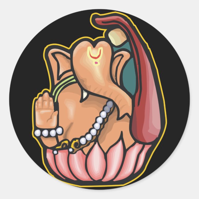 Hindu Ganesh Runder Aufkleber (Vorderseite)