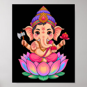 Hindu Ganesha Puja Elefant Gott Indien Meditation Poster