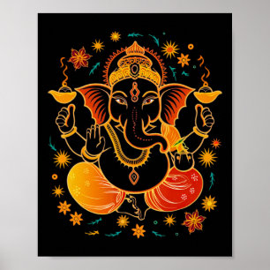 Hindu Ganesha Puja Elefantengott Indien Meditation Poster