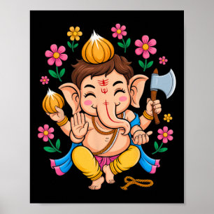 Hindu Ganesha Puja Elefantengott Indien Meditation Poster