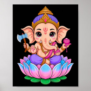 Hindu Ganesha Puja Elefantengott Indien Meditation Poster