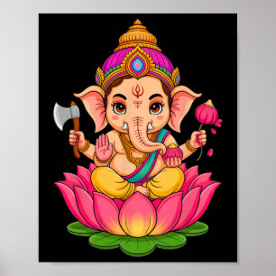 Hindu Ganesha Puja Elefantengott Indien Meditation Poster
