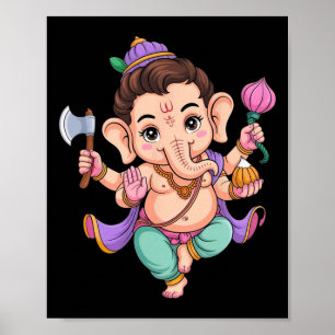 Hindu Ganesha Puja Elefantengott Indien Meditation Poster