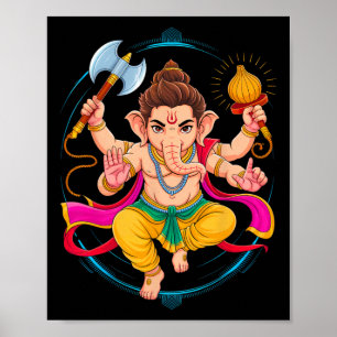 Hindu Ganesha Puja Elefantengott Indien Meditation Poster