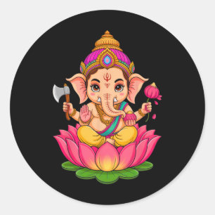 Hindu Ganesha Puja Elefantengott Indien Meditation Runder Aufkleber