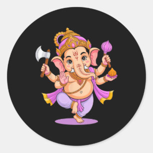 Hindu Ganesha Puja Elefantengott Indien Meditation Runder Aufkleber