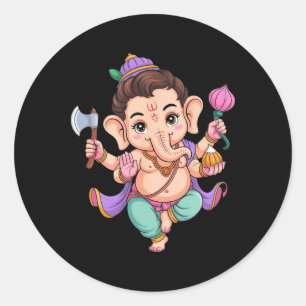Hindu Ganesha Puja Elefantengott Indien Meditation Runder Aufkleber