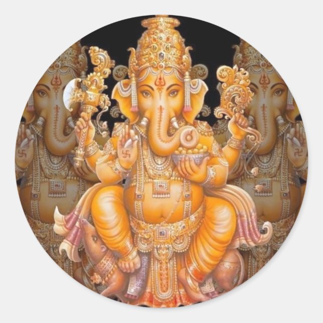 Hindu God Ganesh Runder Aufkleber (Vorderseite)