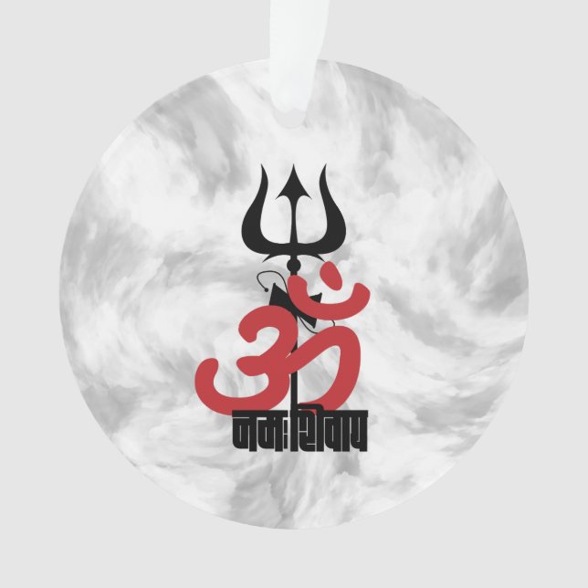 Hindu God Shiva Om Namah Shivay mit Trident OM Ornament (Vorderseite)