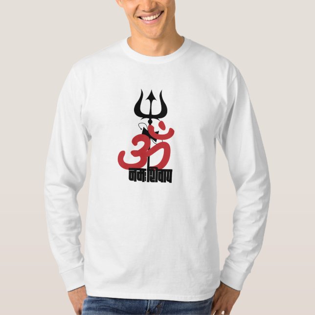 Hindu God Shiva Om Namah Shivay mit Trident OM T-Shirt (Vorderseite)