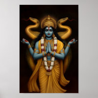 Hindu God Vishnu und Naga Shesha Portrait Art