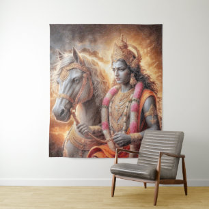 Hindu God with Horse - Tapestry Wandteppich