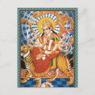 Hindu Goddess Durga mit Tigerkarten Postkarte