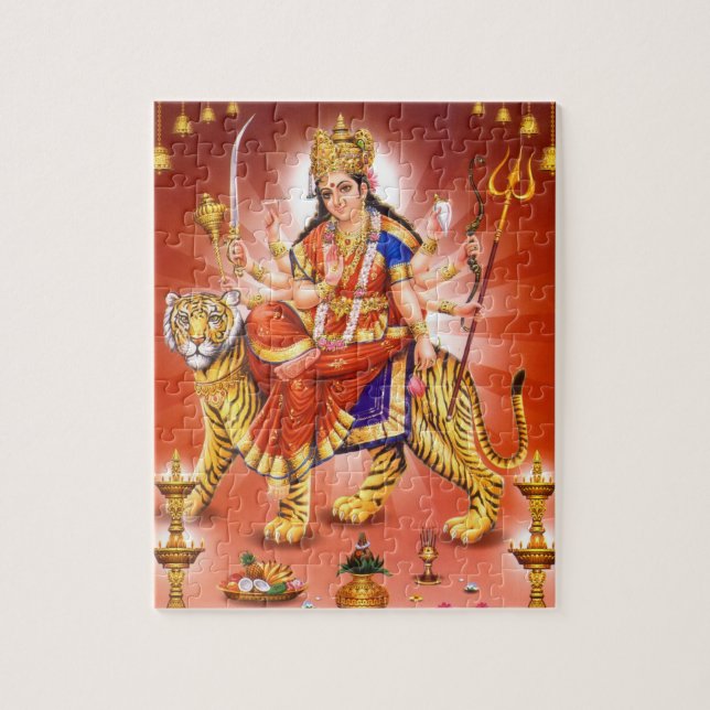 Hindu Goddeß Durga Tiger Puzzle (Vertikal)