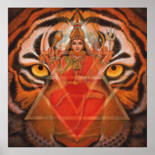 Hindu Goddess Durga und Tiger Art Poster