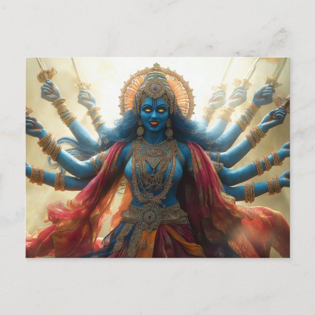 Hindu Goddess Kali Portrait Malerei Shakti Art Postkarte (Vorderseite)