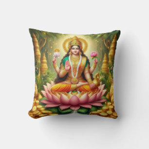 Hindu Goddess Lakshmi / Laxmi Pillow w/Om design Kissen