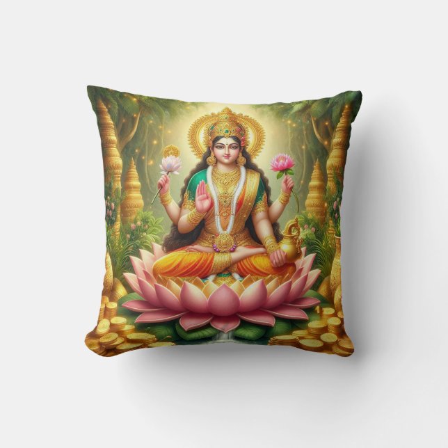 Hindu Goddess Lakshmi / Laxmi Pillow w/Om design Kissen (Vorderseite)