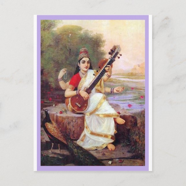 Hindu Goddess Saraswati Postkarte (Vorderseite)