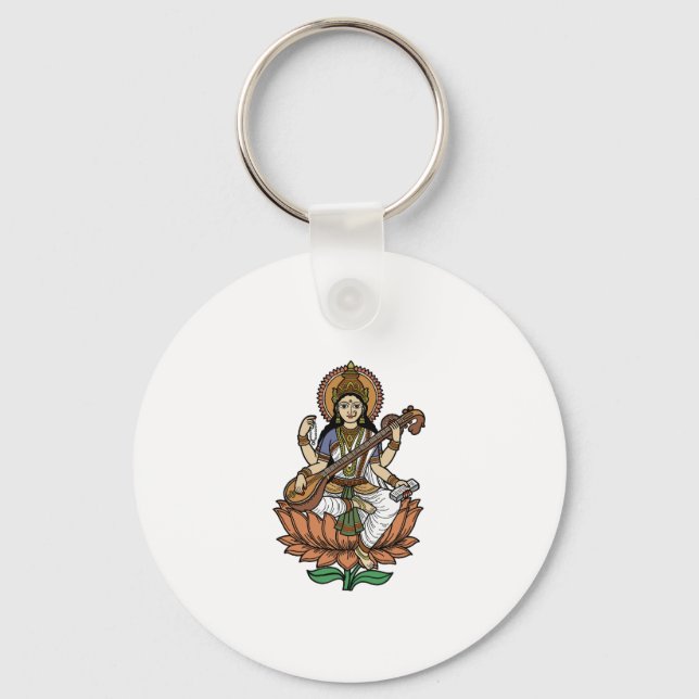 Hindu Goddess Saraswati Schlüsselanhänger (Vorderseite)