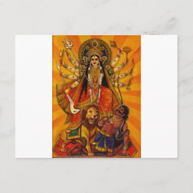 HINDU GODESS DURGA SIEG ÜBER EVIL POSTKARTE (Vorderseite)
