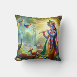 Hindu Gott Lord Krishna Pillow w/Om Design auf der Kissen