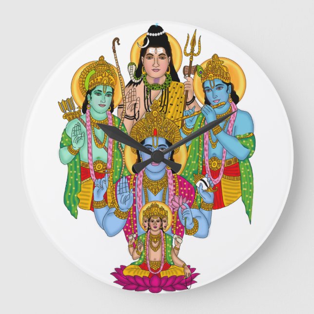 Hindu-Götter-Uhr Große Wanduhr (Vorderseite)