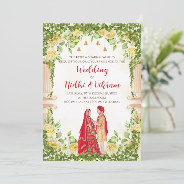 Hindu-Hochzeitkarten & indische Einladungen (Stehend Vorderseite)