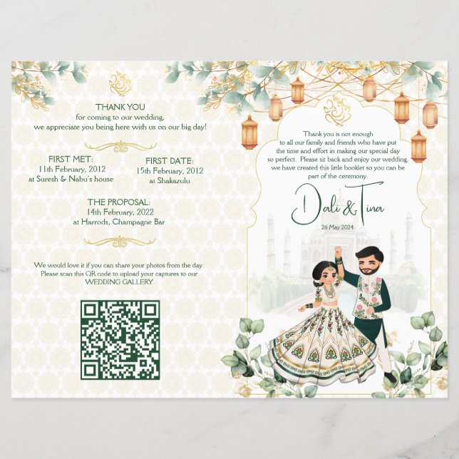 Hindu-Hochzeitsrituale Programm grünes Gold Flyer (Vorne)