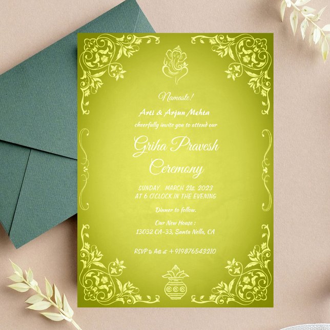 Hindu House Erwärmung Griha Pravesh Einladung (Von Creator hochgeladen)